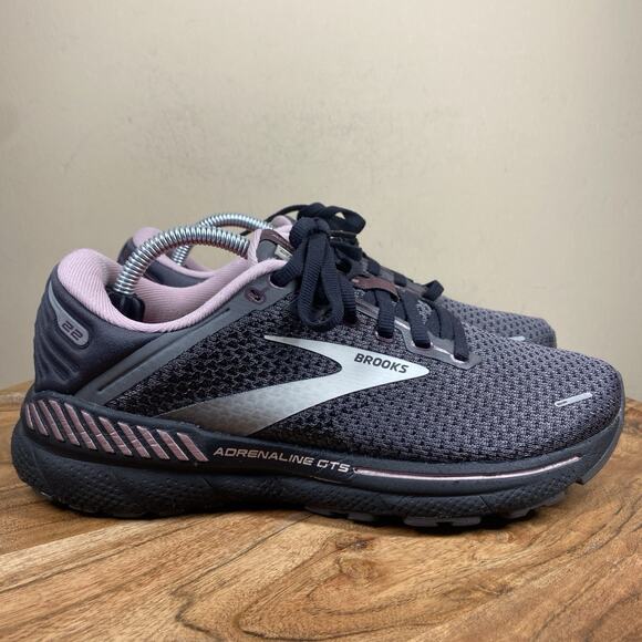 Brooks Adrenaline GTS 22 Pearl Black Metallic Womens Size 7 Wide Running Shoes - Picture 1 of 12